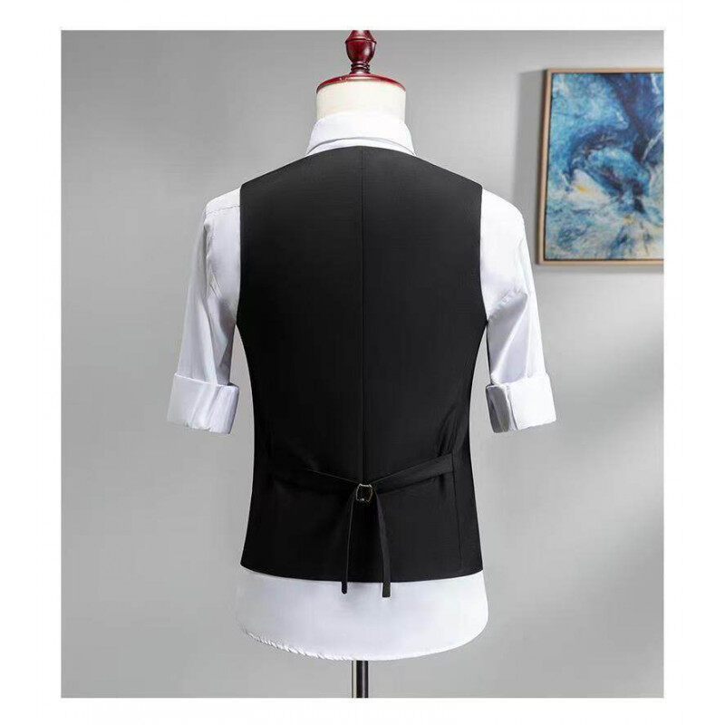 Muška vesta za sako - uski kroj, V-izrez, dvostruko kopčanje, četiri godišnja doba, poliester smjesa