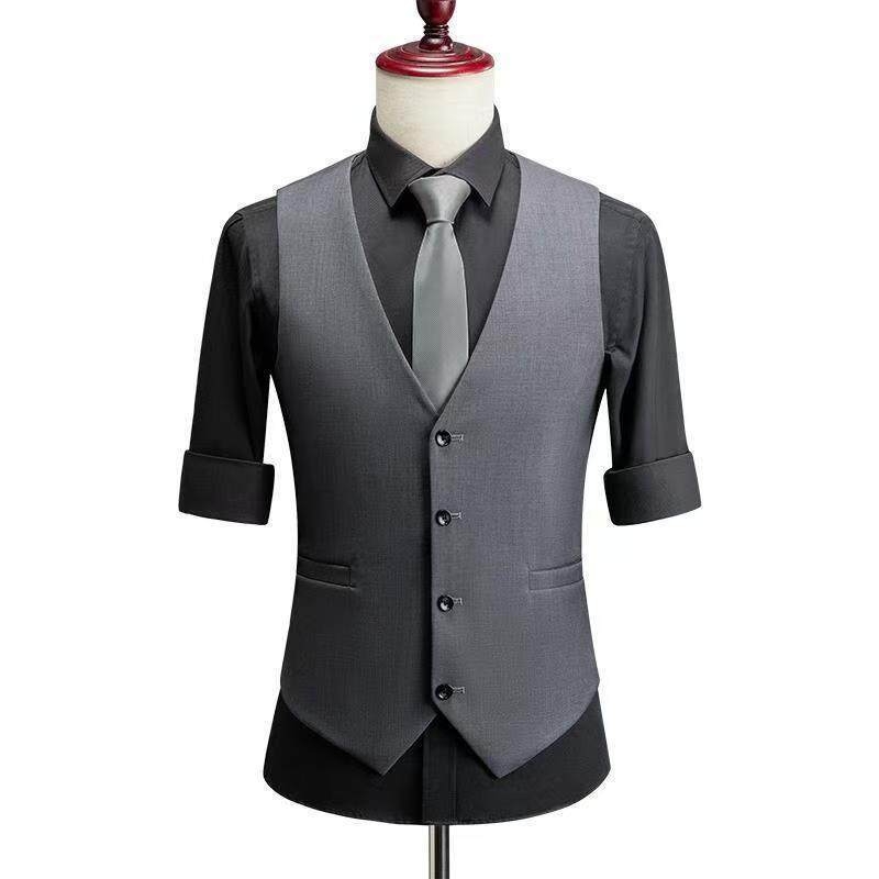 Muška vesta za sako - uski kroj, V-izrez, dvostruko kopčanje, četiri godišnja doba, poliester smjesa