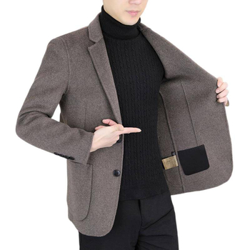 Sacou bărbătesc din lână, revers dublu, croială slim, rever plat, două nasturi în față, primăvara 2025