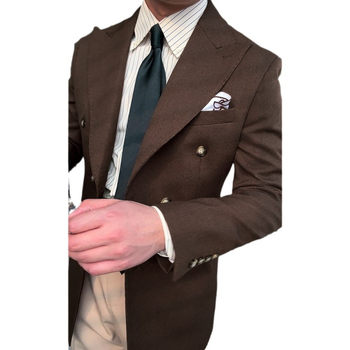 Slim-Fit Corduroy σακάκι κοστουμιού με διπλό κούμπωμα και peaked lapel, λινό βασικό ύφασμα