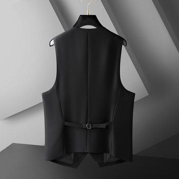 Muški prsluk za odijelo, opuštena kroj, poliester smjesa vlakana, bočni džepovi, jesen 2022