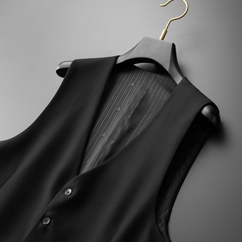 Muški prsluk za odijelo, opuštena kroj, poliester smjesa vlakana, bočni džepovi, jesen 2022