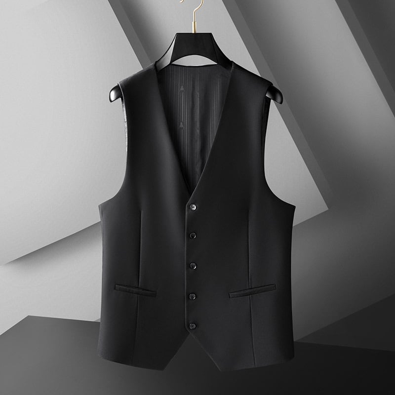 Muški prsluk za odijelo, opuštena kroj, poliester smjesa vlakana, bočni džepovi, jesen 2022