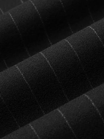 Muška uska poslovna vesta s prugama, jednoredna, bez ovratnika, poliester (Slim, Prugasti, Jednoredna, Bez ovratnika, Poliester)