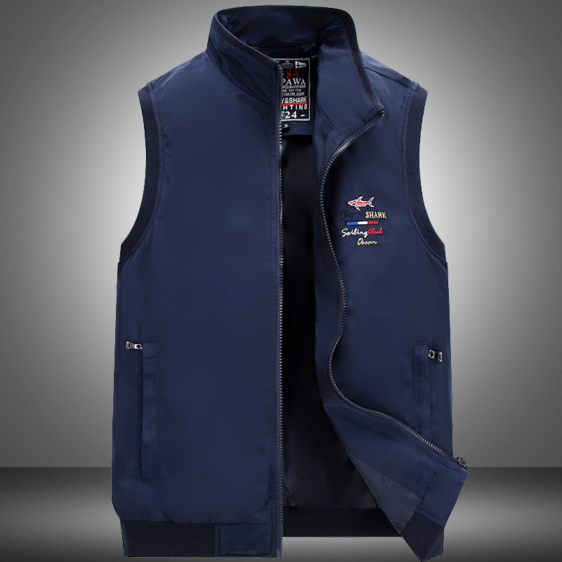 Muška pamučna bezrukavska vesta sa stojećim ovratnikom i zatvaračem, lagana, poslovno-ležerni stil