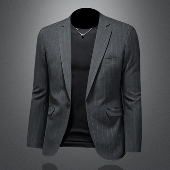 Formalno muško odijelo, uski kroj, rever, pamukomješavina tkanina, poliester podstava, proljeće-jesen