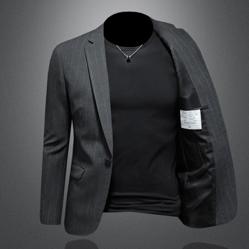 Formalno muško odijelo, uski kroj, rever, pamukomješavina tkanina, poliester podstava, proljeće-jesen
