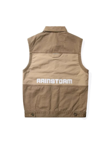 Pamukasta muška vest-kardigan s reverom, jednostruko kopčanje, džepovi s panelima, pravokutan rub