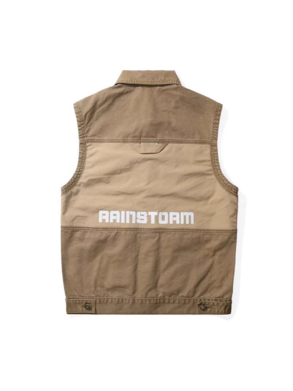 Pamukasta muška vest-kardigan s reverom, jednostruko kopčanje, džepovi s panelima, pravokutan rub