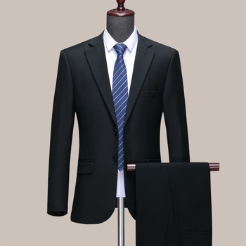Ανδρικό κοστούμι από μαλλί, slim-fit γραμμή, επίπεδο πέτο, μονόμπουτον με δύο κουμπιά, μονόχρωμο, χωρίς σιδέρωμα