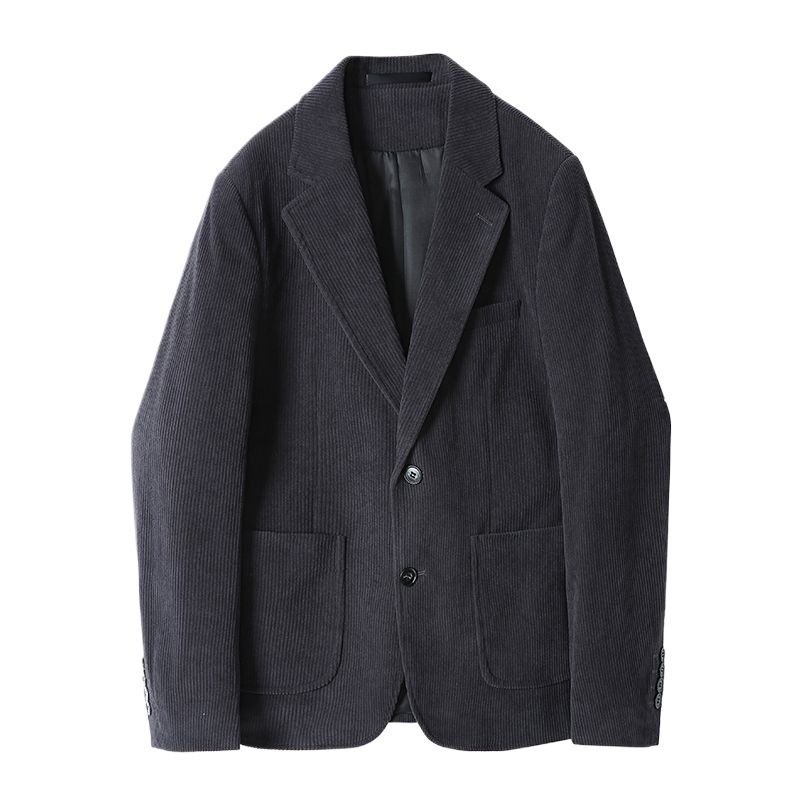 Corduroy muško sako s prugastim retro dizajnom, dva gumba, jednostruki zatvarač, uski kroj, proljeće 2025