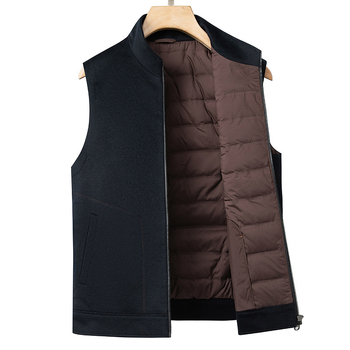 Vestă bărbați cu căptușeală din puf, stil casual, guler înalt și fermoar, pentru iarnă