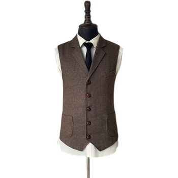 Muški kordurov prugasti vest, slim fit, dvostruko kopčanje, ovratnik sakoi