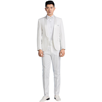 Costum de scenă pentru bărbați, de înaltă calitate, stil business ușor, detaliu patch, nasture pe un rând, material principal: bumbac, țesătură din fibre chimice, potrivit pentru patru anotimpuri