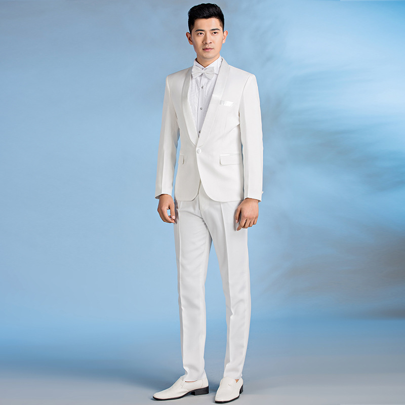 Costum de scenă pentru bărbați, de înaltă calitate, stil business ușor, detaliu patch, nasture pe un rând, material principal: bumbac, țesătură din fibre chimice, potrivit pentru patru anotimpuri