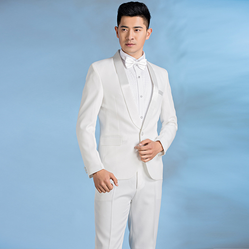 Costum de scenă pentru bărbați, de înaltă calitate, stil business ușor, detaliu patch, nasture pe un rând, material principal: bumbac, țesătură din fibre chimice, potrivit pentru patru anotimpuri