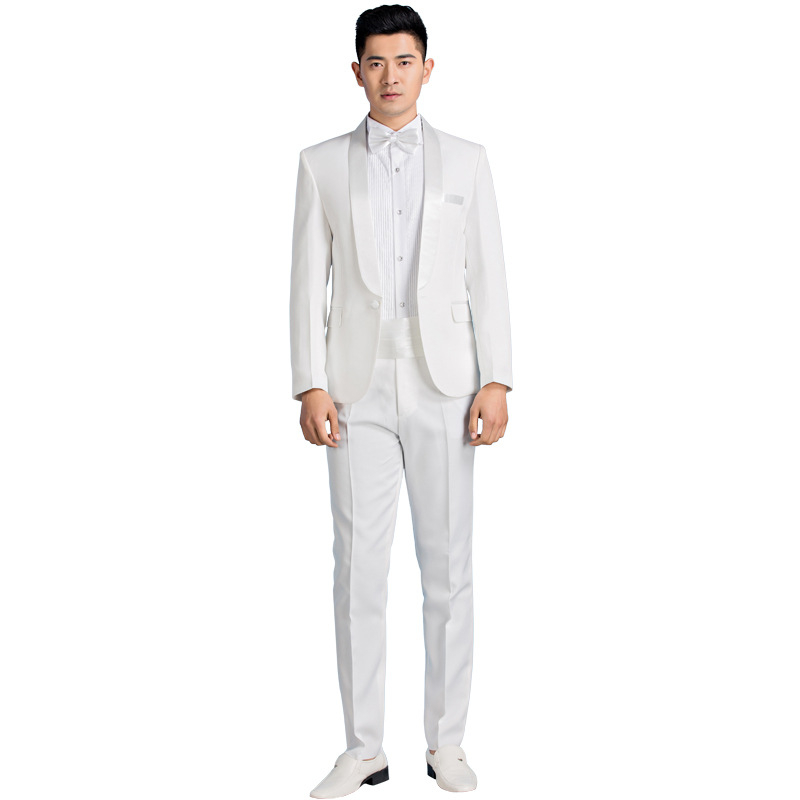 Costum de scenă pentru bărbați, de înaltă calitate, stil business ușor, detaliu patch, nasture pe un rând, material principal: bumbac, țesătură din fibre chimice, potrivit pentru patru anotimpuri