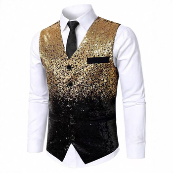 Muški prsluk sa zebrijim uzorkom, V izrez, jednostruko kopčanje,_uski kroj, podstava od poliestera