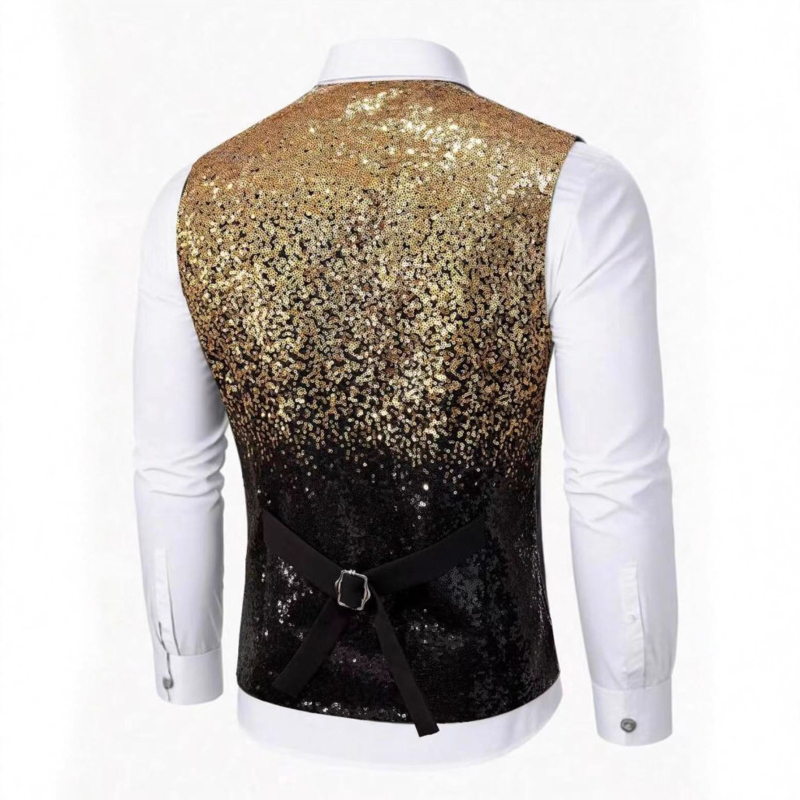 Muški prsluk sa zebrijim uzorkom, V izrez, jednostruko kopčanje,_uski kroj, podstava od poliestera