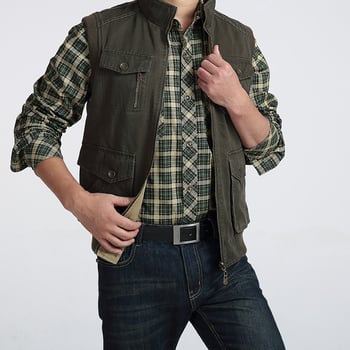 Muška reverzibilna pamučna vesta s stojećim ovratnikom, zatvaračem i patch džepovima, 100% pamuk