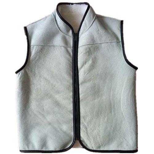Unisex topla kožna vesta od kože koze s podstavom shearlinga, casual stil