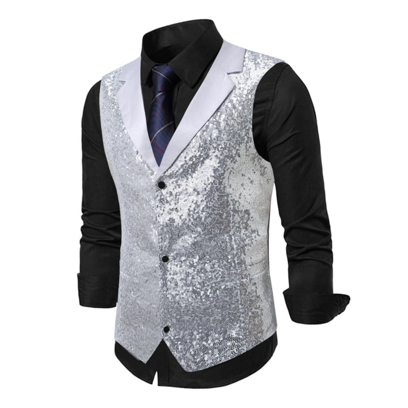 Muška slim-fit vesta s jednostrukim kopčanjem, ovratnik od odijela, pamuk-smjesa tkanina, podstava od poliestera