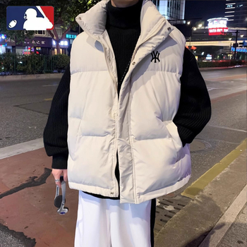 Vestă de iarnă pentru bărbați cu glugă și guler înalt, quiltată cu dungi, exterior corduroy, material principal: blană de iepure