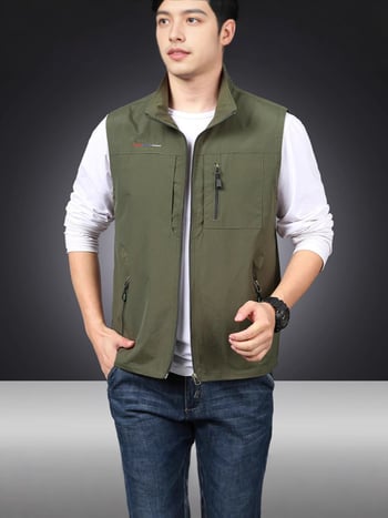 Muška outdoor vest s višestrukim džepovima i stojeći ovratnik, za ribolov i fotografiju, model 8806
