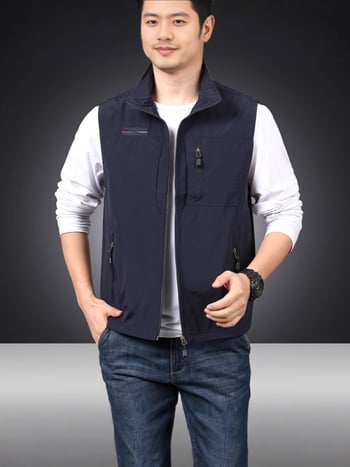 Muška outdoor vest s višestrukim džepovima i stojeći ovratnik, za ribolov i fotografiju, model 8806