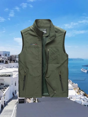 Muška outdoor vest s višestrukim džepovima i stojeći ovratnik, za ribolov i fotografiju, model 8806