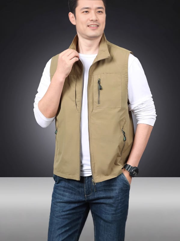 Muška outdoor vest s višestrukim džepovima i stojeći ovratnik, za ribolov i fotografiju, model 8806