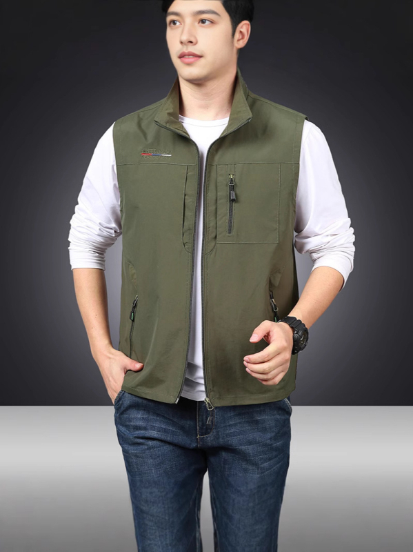Muška outdoor vest s višestrukim džepovima i stojeći ovratnik, za ribolov i fotografiju, model 8806