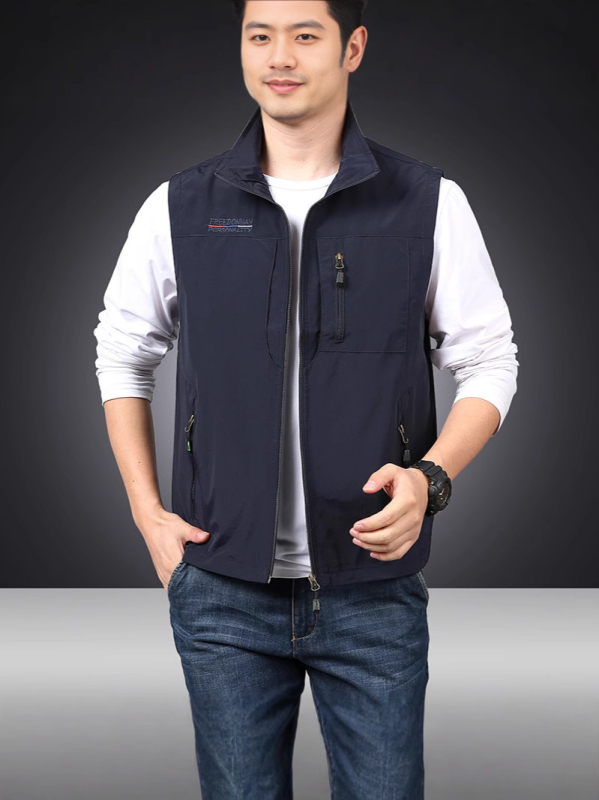 Muška outdoor vest s višestrukim džepovima i stojeći ovratnik, za ribolov i fotografiju, model 8806