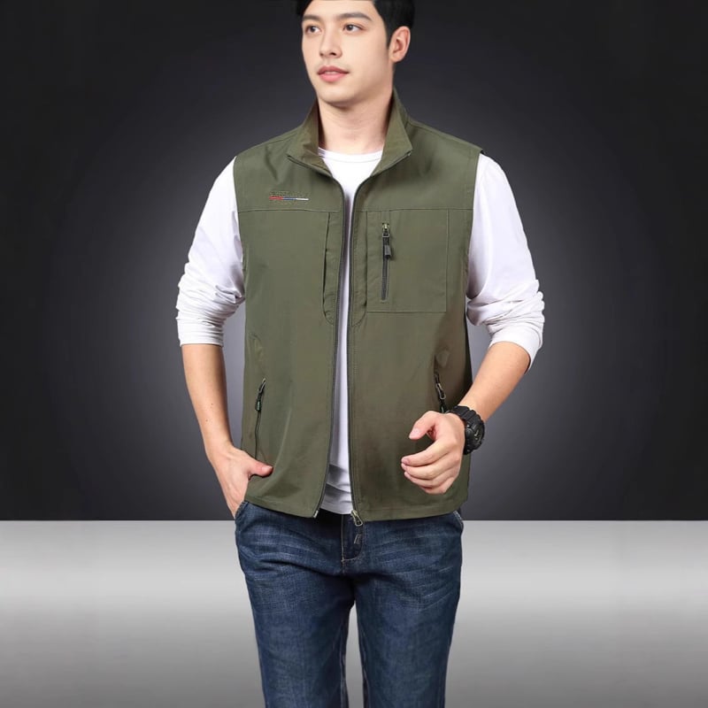 Muška outdoor vest s višestrukim džepovima i stojeći ovratnik, za ribolov i fotografiju, model 8806