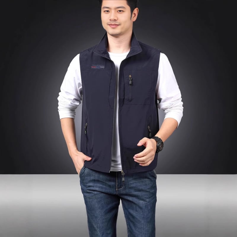 Muška outdoor vest s višestrukim džepovima i stojeći ovratnik, za ribolov i fotografiju, model 8806