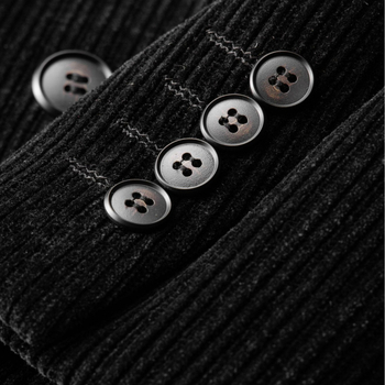 Sacou bărbătesc din chenille, croială slim, rever lapel, culoare uni, principală țesătură nylon 17%, căptușeală poliester, pentru lucru iarna