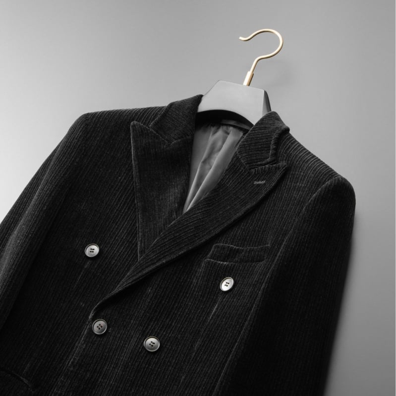 Sacou bărbătesc din chenille, croială slim, rever lapel, culoare uni, principală țesătură nylon 17%, căptușeală poliester, pentru lucru iarna