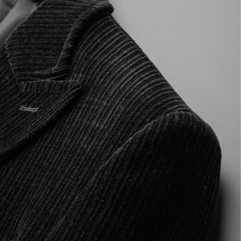 Sacou bărbătesc din chenille, croială slim, rever lapel, culoare uni, principală țesătură nylon 17%, căptușeală poliester, pentru lucru iarna