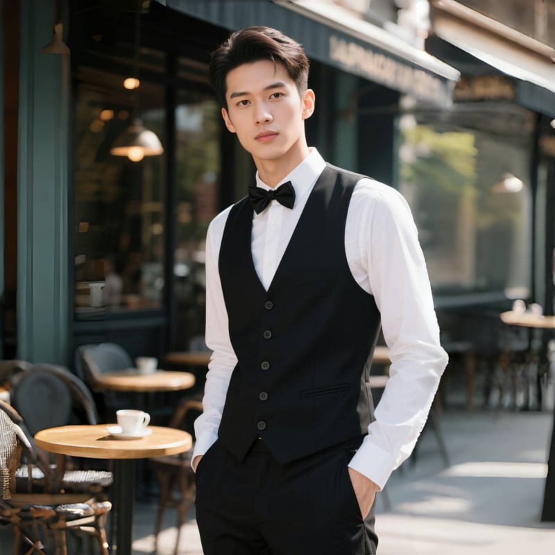 Trodijelni vjenčani komplet prsluka kumovima – slim fit, jednostruki, V izrez, jednobojan, tkanina od poliesterske smeše (78% poliester)