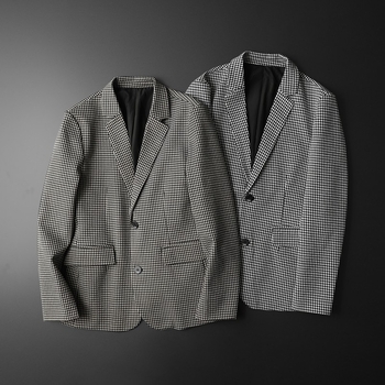 Muški kostim Slim fit s Flat Bar Collar ovratnikom, jednoredno kopčanje, poliester, tretman bez glačanja