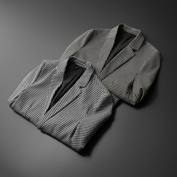 Muški kostim Slim fit s Flat Bar Collar ovratnikom, jednoredno kopčanje, poliester, tretman bez glačanja
