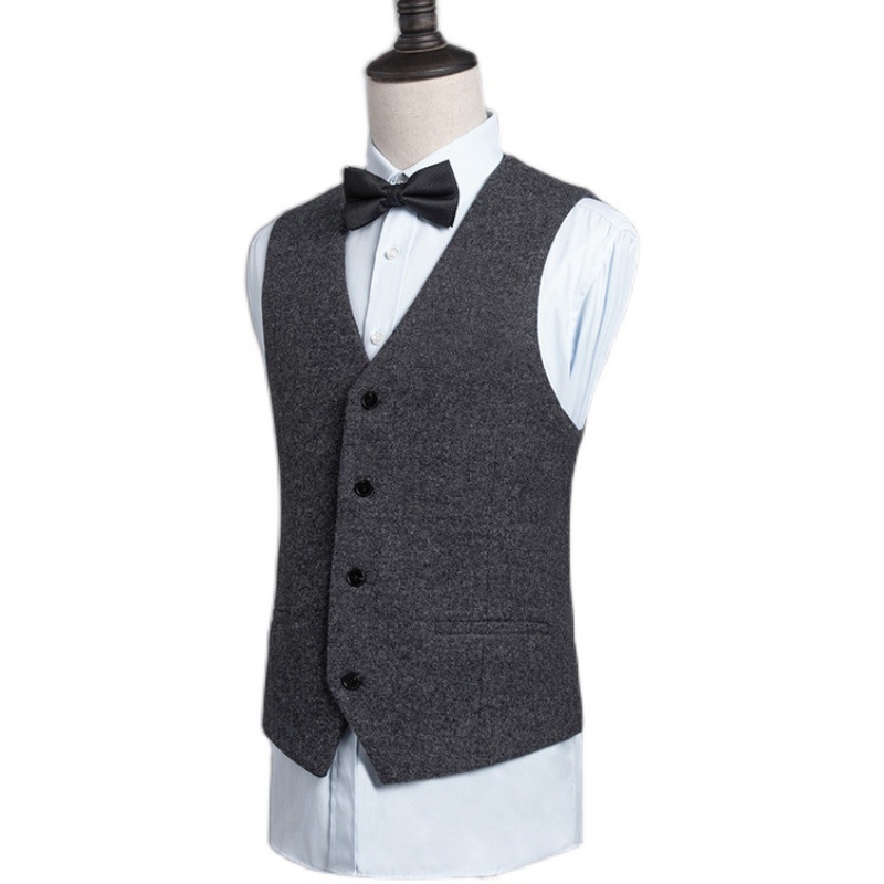 Vuneni muški prsluk od vune, V-izrez, 57,5% vune, ravni kroj, zima