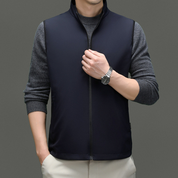 Vesta bărbați cu guler înalt, fermoar în față, material nylon, croială dreaptă
