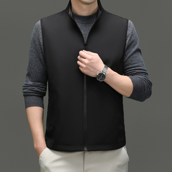 Vesta bărbați cu guler înalt, fermoar în față, material nylon, croială dreaptă