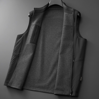 Vesta bărbați cu guler înalt, fermoar în față, material nylon, croială dreaptă