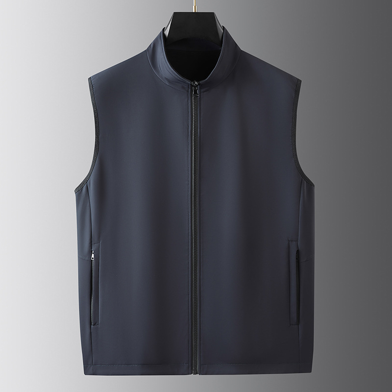 Vesta bărbați cu guler înalt, fermoar în față, material nylon, croială dreaptă
