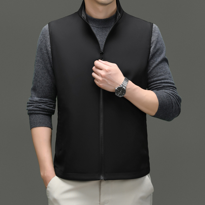 Vesta bărbați cu guler înalt, fermoar în față, material nylon, croială dreaptă