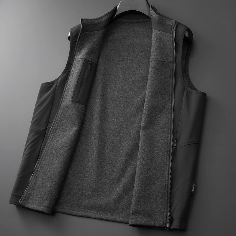 Vesta bărbați cu guler înalt, fermoar în față, material nylon, croială dreaptă