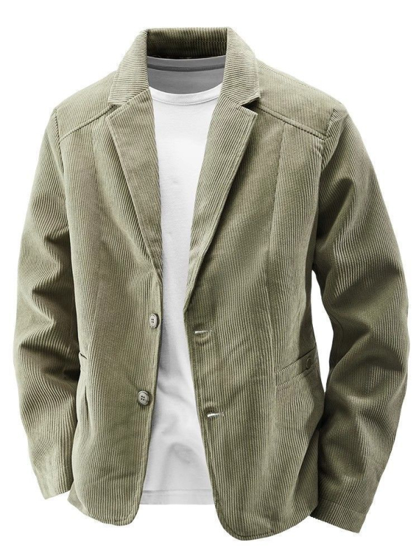 Muško sako od corduroya, jesenski casual stil, vintage dizajn, jednobrojno, plosni rever, uski kroj