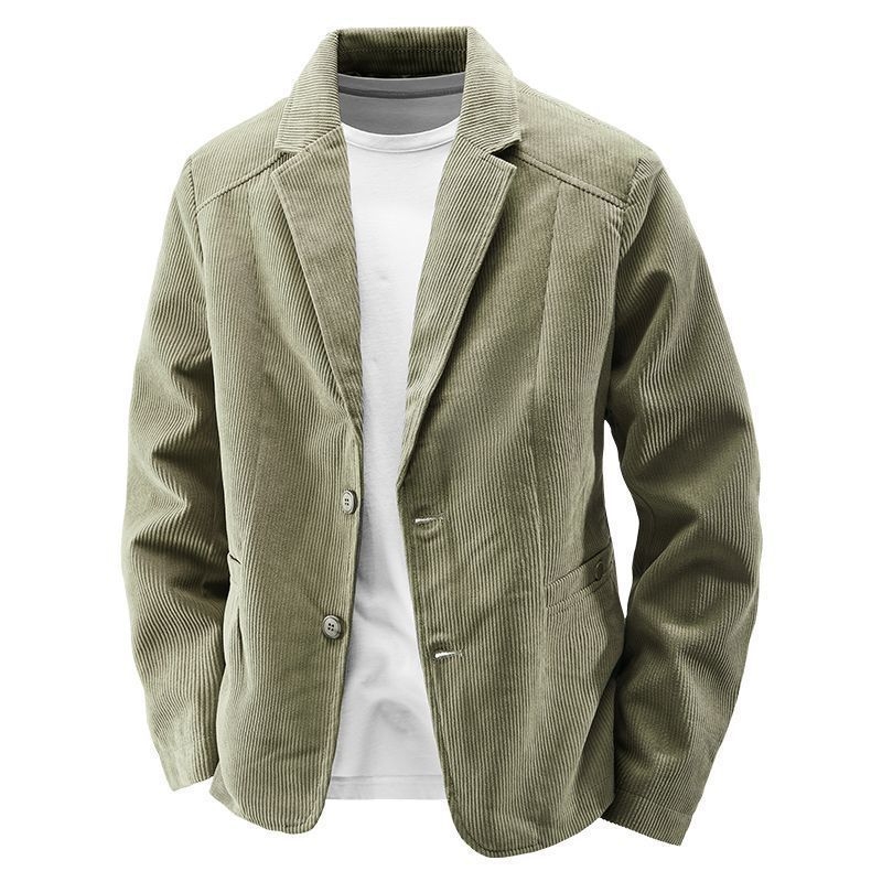 Muško sako od corduroya, jesenski casual stil, vintage dizajn, jednobrojno, plosni rever, uski kroj
